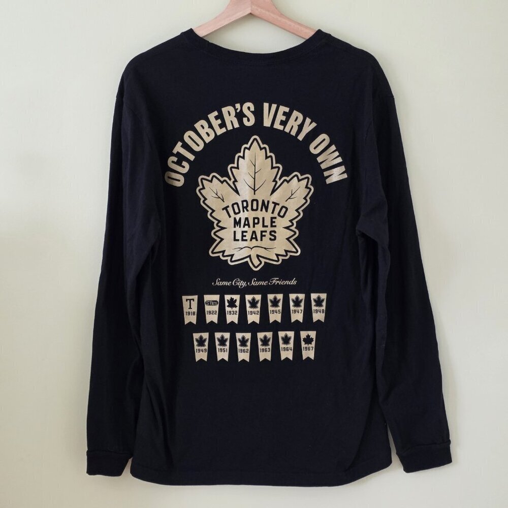 OVO Toronto Maple Leafs Graphic Print T Shirt Mens L Black Gold Stanley Cup NHL - Picture 3 of 16
